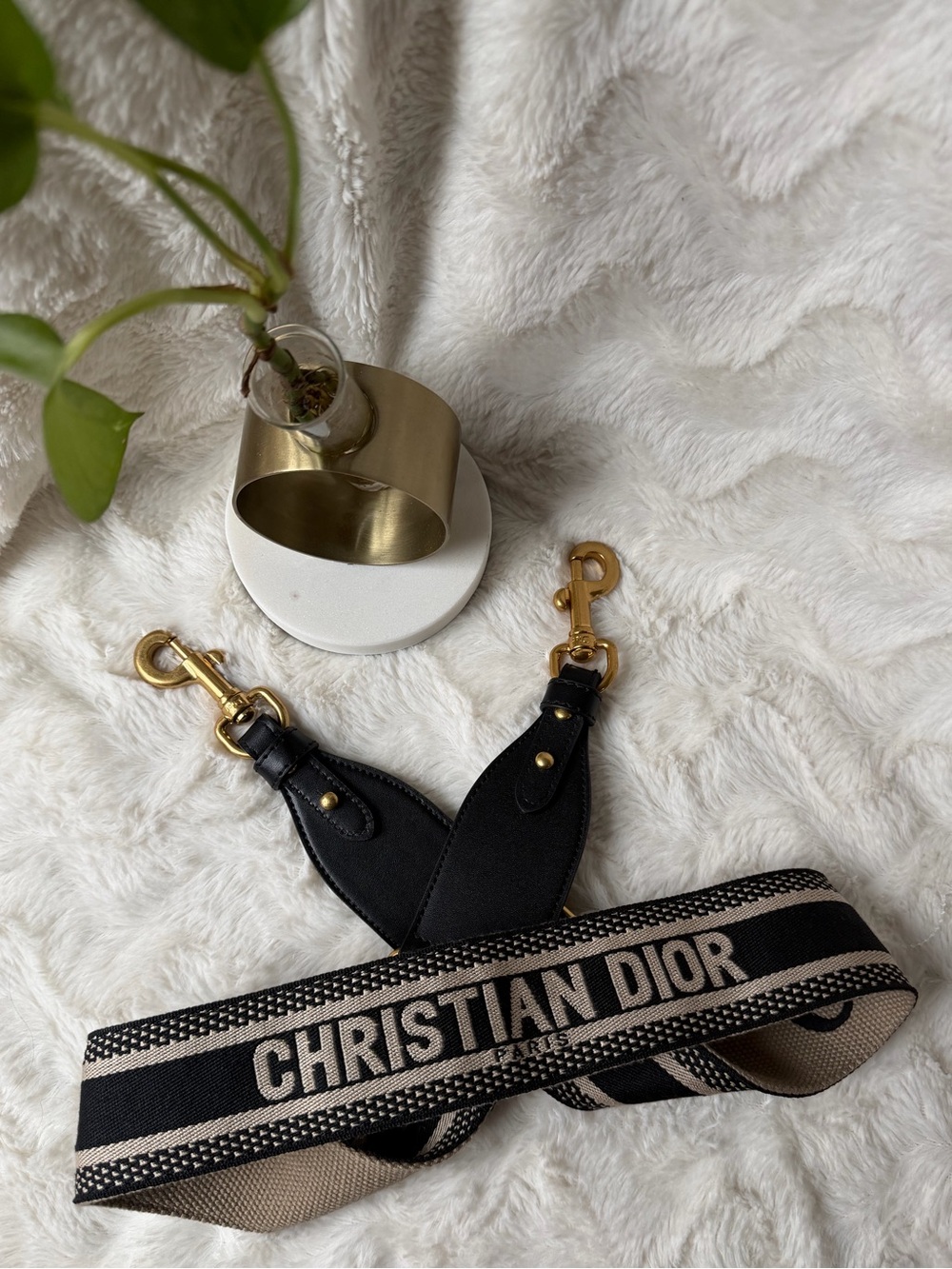 Christian Dior canvas embroidered shoulder straps
